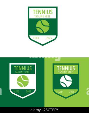 Tennis Ball Logo Concept With Shield ,  Tennis club logo, Tennis Sport Logo Design Stock Vector
