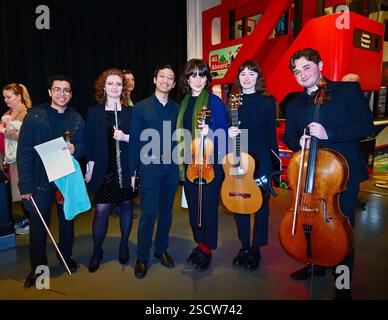 LONDON, UK. 7th Feb, 2025. Young Musician performs at the Launch of the Transport by Music at the London Transport Museum, London, UK. (Photo by 李世惠/See Li/Picture Capital) Credit: See Li/Picture Capital/Alamy Live News Stock Photo