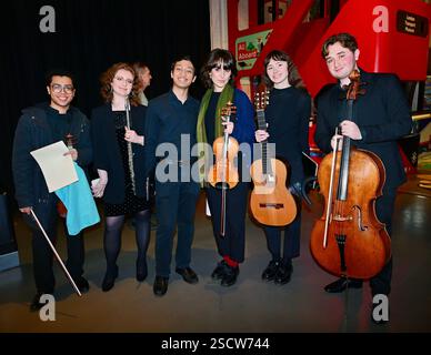 LONDON, UK. 7th Feb, 2025. Young Musician performs at the Launch of the Transport by Music at the London Transport Museum, London, UK. (Photo by 李世惠/See Li/Picture Capital) Credit: See Li/Picture Capital/Alamy Live News Stock Photo