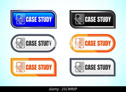 Case study button design illustration, research analysis, Suitable for mobile app, and website Stock Vector