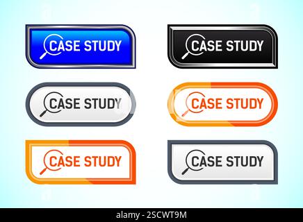 Case study button design illustration, research analysis, Suitable for mobile app, and website Stock Vector
