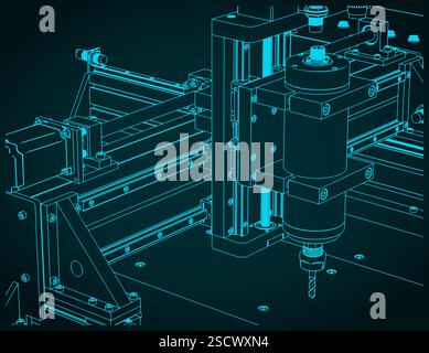 Cnc Router Isometric CNC Router isometric vector illustration close-up Stock Vector Image ...