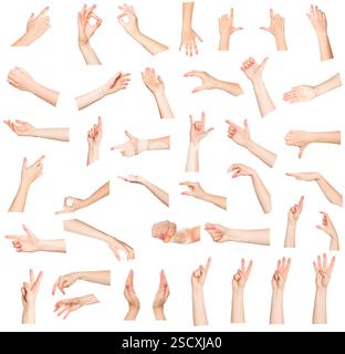 Diverse hand gestures representing various expressions and meanings in communication practices Stock Photo