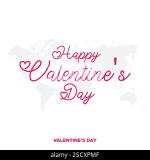 Happy Valentines Day typography vector illustration. Romantic Template design for celebrating valentine's Day on 14 February. Wallpaper, flyer, poster Stock Vector