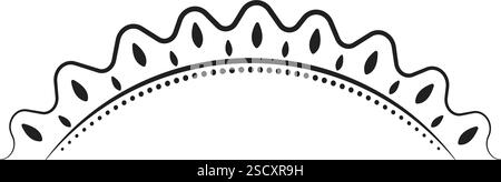 Half of sun on the horizon, skyline view, black line vector, monochrome minimal illustration of sunset, sunrise Stock Vector
