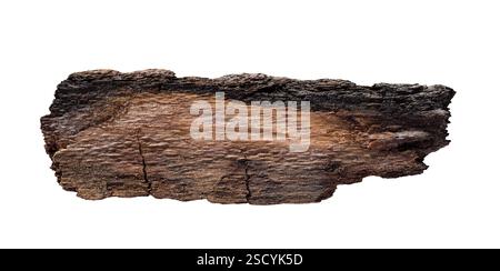 A piece of flat old rustic driftwood plank isolated cutout Stock Photo