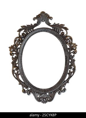 Metal brass oval antique picture frame isolated cutout Stock Photo