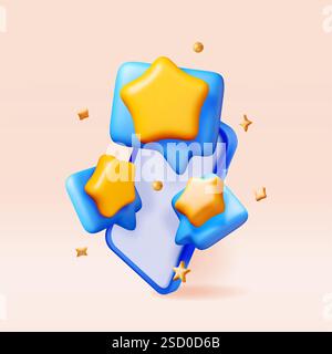 3D star shaped speech bubbles on smartphone Stock Vector