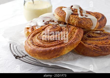 freshly baked sweet cinnamon rolls Stock Photo