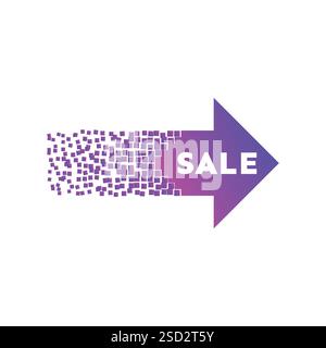 Abstract explosion. Purple sale arrow banner. Vector illustration Stock Vector