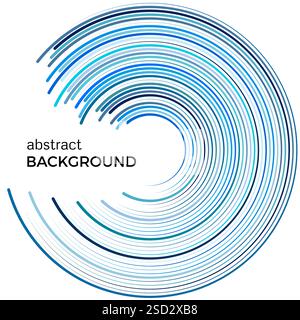 Abstract background with bright blue lines. Blue circles with place for your text  on a white background. Stock Vector
