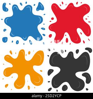 Set of four multi color splashes on a white background. Vector illustration Stock Vector