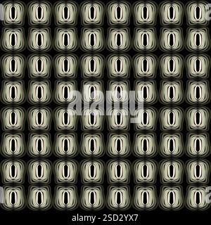 Hand drawn abstract grid texture repeating pattern, concentric shapes hand drawn. Earthy tones contrast against a dark background.Geometric, wallpaper Stock Vector