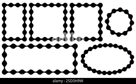 Metaball shapes frame collection. Set of square and round borders with rounded shapes. Stock Vector