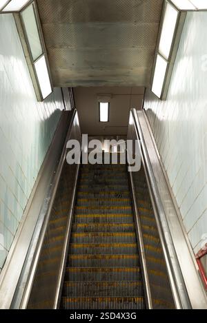 Escalator in city station.  Chicago, Illinois, USA. Stock Photo