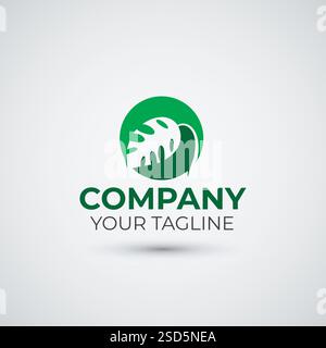 green monstera leaf logo icon design Stock Vector