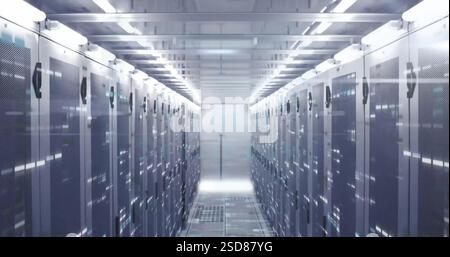 Modern data center with rows of servers and advanced cooling systems ...