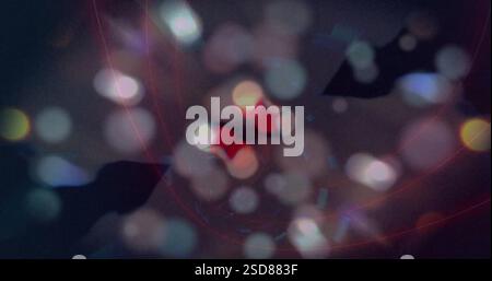 Image of abstract lights creating colorful bokeh effect in dark, artistic background design Stock Photo