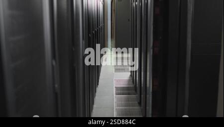 Modern data center with rows of servers and advanced cooling systems Stock Photo