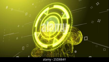 Digital countdown image over glowing yellow circular interface Stock Photo