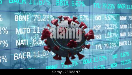 Image of financial data processing and virus cell Stock Photo