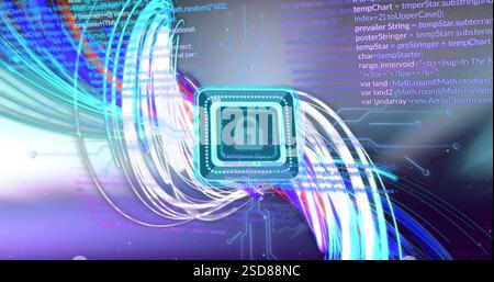 Image of financial data processing over padlock icon Stock Photo