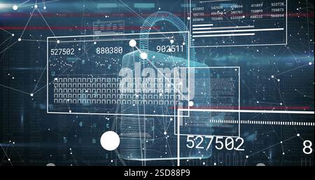 Image of financial data processing over padlock Stock Photo