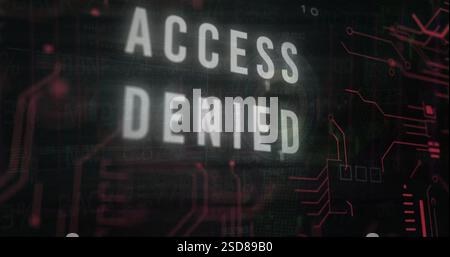 Image of access denied text over data processing on black background Stock Photo