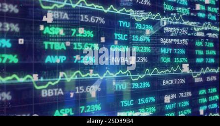 Image of numeric data processing over processing financial charts Stock Photo