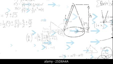Image of mathematical data processing over white background Stock Photo