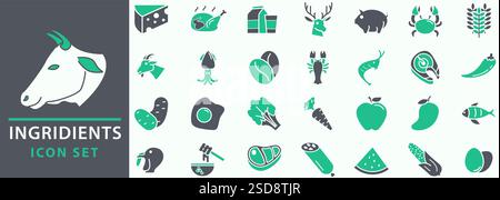 icon set about ingredients in vector illustration. farm icons. food icon set. Stock Vector