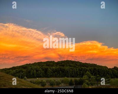 Sunset view over the hills Stock Photo