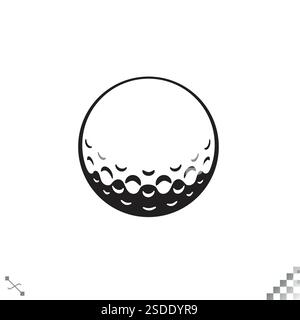 A clean and modern icon logo featuring a white professional golf ball, designed as a sleek corporate identity symbol for golf-related businesses Stock Vector