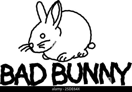 Cool vector art of Bad Bunny, the famous rapper symbol, with a unique and stylish design. Perfect for fans of his music Stock Vector