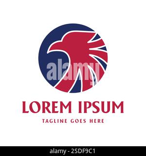 Circular Simple Minimalist American Eagle Hawk Falcon Head Logo Design Vector Stock Vector