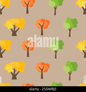 Seamless pattern from autumn trees. Autumn forest background. Vector illustration Stock Vector