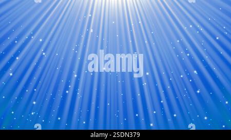 Sunlight rays background with light effects. Blue backdrop with light of radiance. Vector illustration Stock Vector