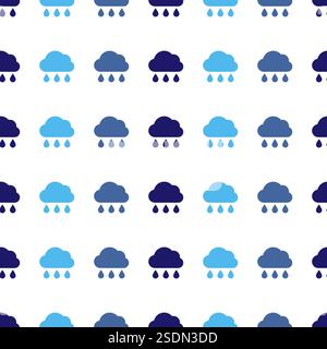 Rainy cloud. Seamless pattern of rainy clouds. Bad weather symbol. Vector illustration. Stock Vector