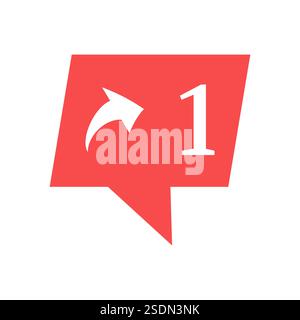 Notification in Social Media. One repost. Vector illustration. Stock Vector