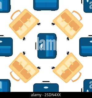 Seamless pattern with travel bag with luggage. Background with suitcase for journey trip. Vector illustration Stock Vector