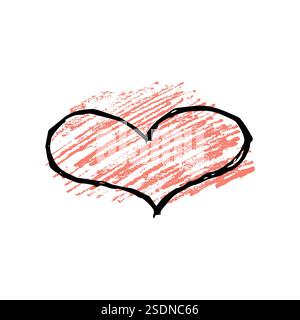 Sketch Scribble Hearts on red background. Hand drawn Pencil Scribble Hearts. Vector illustration Stock Vector