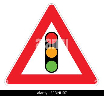 triangle traffic sign with traffic lights illustrator Stock Vector