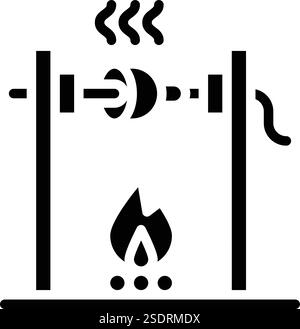 Medieval fire roasting Vector Icon Design Illustration Stock Vector
