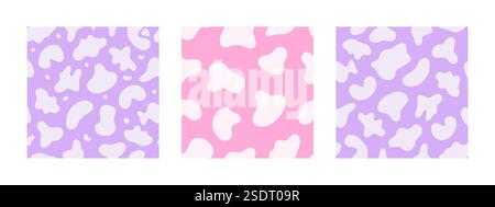 Freeform shape. Set of seamless patterns with abstract colorful organic liquid forms. Modern graphic design elements. Vector illustration Stock Vector