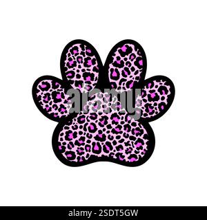 Paw print filled with leopard pattern. Stock Vector