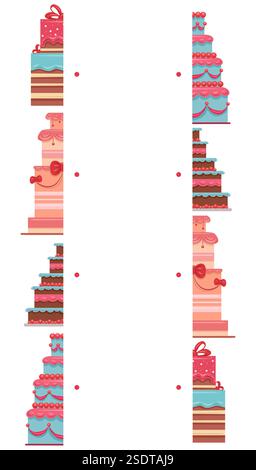 Vector educational game for kids Find the half. Fun and colorful matching activity with birthday cakes. Great for preschool learning, printable worksh Stock Vector