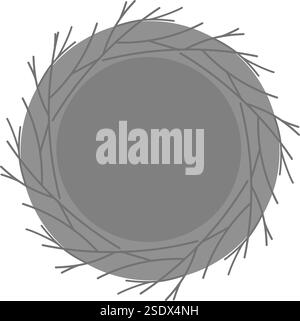 Monochrome empty birds nest in grayscale. Thematic spring cards decorative design element concept. Isolated Vector illustration Gritting cards, posting, blogging or web promo leaflets, banners, price Stock Vector