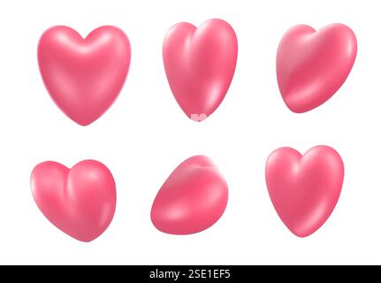 3d hearts icon. Realistic render. Love symbol isolated on white ...
