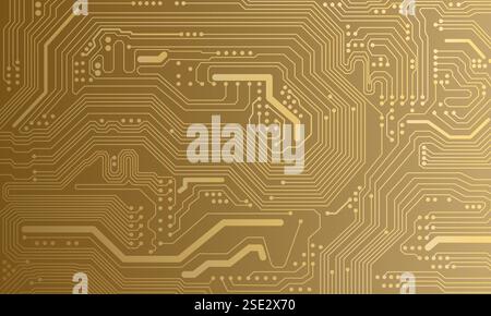 Gold circuit board texture background Stock Vector