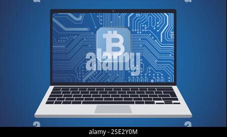 Digital currency Bitcoin concept illustration Stock Vector